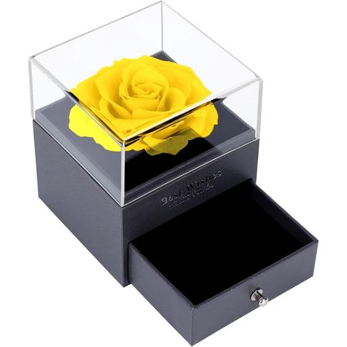 Taiyou Rose Véritable Éternelle Jaune Boîte À Bijoux Avec Bijoux Brillante Coffret Avec Collier En Diamants Cadeau Romantique Pour Amis Amoureux Famille Collègues Prof