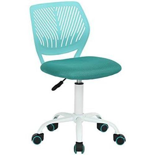 Carna Chaise De Bureau- Tissumaille Turquoise- Style Contemporain- L 40 X P 44cm