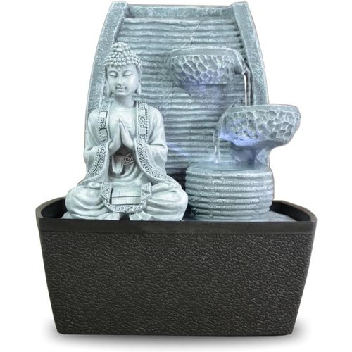 Fontaine D¿Intérieurmur D¿Eau Cascade- Statue Bouddha Amovible- Fontaine De Table Lumière Led Blanc Circuit Fermé- Décoration Zen Salon Chambre Feng Shui- Cadeau Utile- H 26Cm- Sagesse Zen¿Light