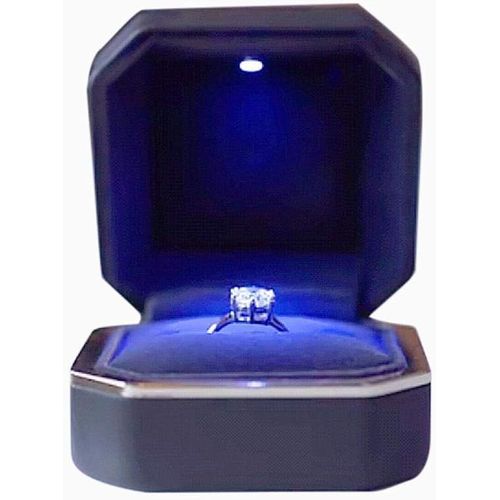 Boîte À Bagues Avec Lumière Led,Étui À Bague Octogonale De Luxe,Boîte-Cadeau De Bijoux À Proposer,Présentoir À Bijoux,Mariage,Fiançailles(7,5 X 7,5 X 5cm)