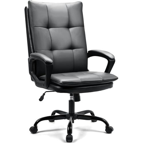 Chaise De Bureau Ergonomique,Pivotante,Avec Accoudoirs Rembourrés Et Appui-Tête Doux,Dossier Inclinable Et Fonction Bascule,Réglable En Hauteur