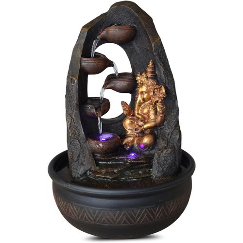 Fontaine D¿Intérieur Bouddha Ganesh Avec Lumière Led Colorée ¿ Décoration Feng Shui Zen- Fontaine De Table Bureau Chambre Salon- Circuit Fermé ¿ Cadeau Porte-Bonheur ¿ H 40Cm ¿mystic Zen¿Light