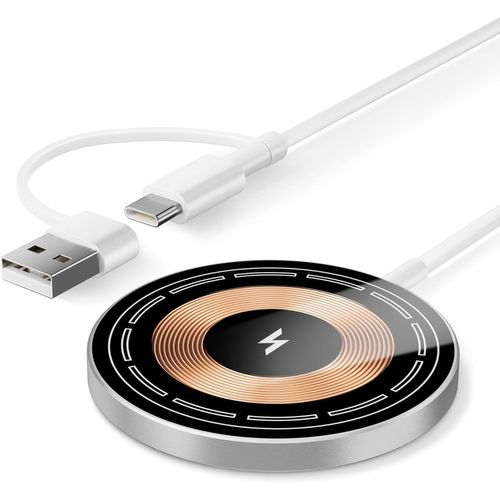Chargeur Induction Sans Fil Avec Adaptateur Usb C,15w Wireless Chargeurmagnétique Station De Charge Pour Iphone 15 14 13 12 Promax,Airpods 2 3,Samsung Galaxy S24 S23 S22,Z Fold Flip 4 5