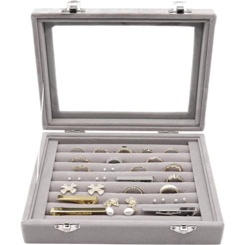 Boite Rangement Bague,Bijoux Boîte De Rangement,7-Emplacements Boîte De Rangement En Velours,Portable Coffret Rangement Bagues Pour Femmes Pour Bagues,Boucles D¿Oreilles Et Boutons Demanchettes