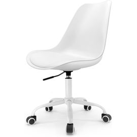 Chaise De Bureau Scandinave À Roulettes Hauteur Réglable Blanc¿