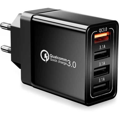 Chargeur Secteur Usb,Adaptateur De Charge 4-Ports Avec 33w Intelligent Qc 3.0 Chargeur Rapide Prise Usbmultiple Pour Iphone 15 14 13 12 11 Pro X 8 7,Samsung Galaxy S23 S22 S21 S20 S10 A71 A54