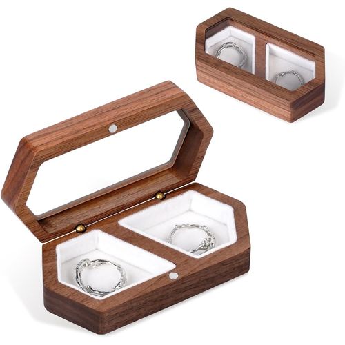 Boîte À Bagues En Bois,Boîte À Bagues Demariage Boite Alliancemariage Pour 2 Bagues Boîte À Bijoux Rangement Faite À Lamain Fiançaillesmariage Cadeau Pour Saint-Valentin(Blanc)