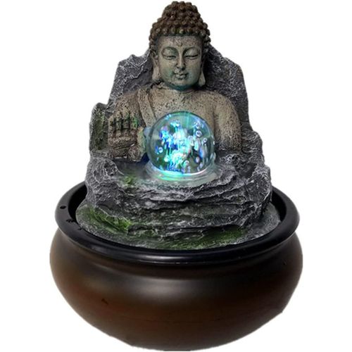 Fontaine D¿Intérieur Fontaine De Bouddha De Bureau De Relaxation D'Intérieur- Artisanat En Résine Cascade De Table Fontaine Zen Bureau Bureau Eau Courante Petits Ornements Fontaine De Table(A)