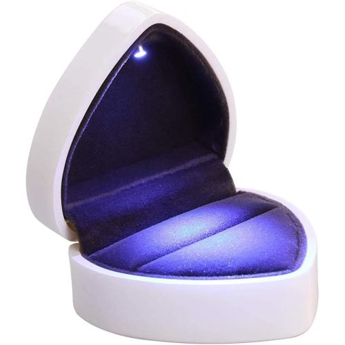Boîte Cadeau Bijoux Vide,Boîte À Bague En Velours Boîte De Bague En Forme De Coeur Avec Lumière Led