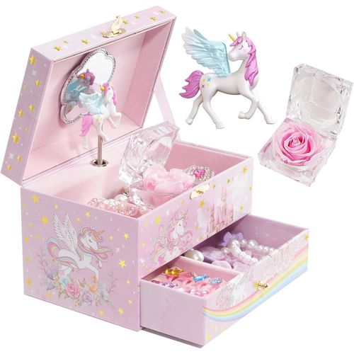 Boite À Bijouxmusicale Filles,Boîte Bijoux Enfant Licorne Avecmiroir,Pour Ranger Colliers Bracelets Baguesmontres-You Aremy Sunshine