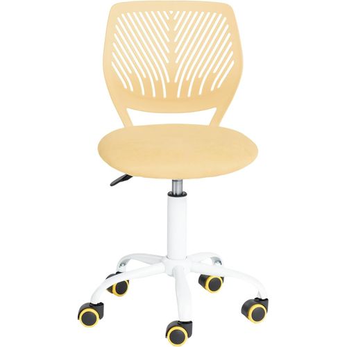 Lot De 1 Chaise De Bureau,Pivotante,Hauteur Réglable,Avec Petit Trou,Dossier Design Pour Chambre À Coucher,Bureau,Jaune Clair