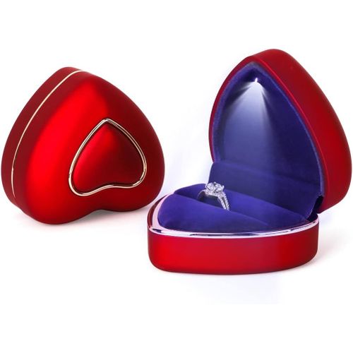 Boîte De Bague De Fiançailles En Forme De Coeur Boîte À Bague Led Boîte À Bijouxpourmariage Ring Box Wedding Pour Proposition Demariage(Red Heart Ring Box)