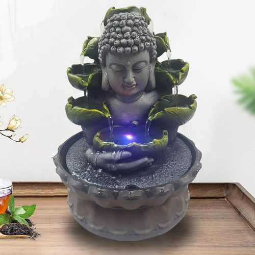Fontaine D'Intérieur Avec Éclairage Rvb,Table De Bouddha,Fontaine Cascade,Fengshui,Méditation,Décoration Intérieure Relaxante,Pour Bonne Chance,Cadeau