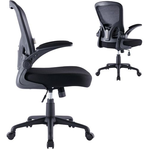Chaise De Bureau Ergonomique Avec Accoudoirs Pliants,Fauteuil Pivotant Avec Support Lombaire,Hauteur Réglable ¿ 62 X 63 X 129(Metallic),Métal