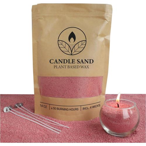 Sable De Cire Pour Bougies Parfumées Et Mèche-Granulés De Cire Aromatique-400 G-Pour Fabrication De Bougies-400 G-4 Mèches De Bougie-Rose