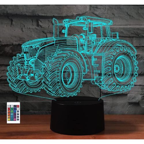 Lampe Tracteur 3d Avec Télécommande-16 Couleurs-Illusion De Nuit En Acrylique Led-Lampe De Chevet Pour Enfants Et Adultes