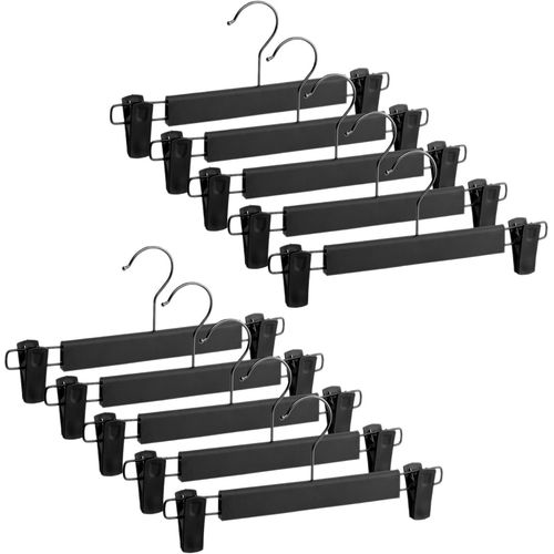 Lot De 10 Cintres Avec Pinces,Cintres Gain De Place,Cintres Jupes,Cintres À Pinces Noires,Crochets Réglables,Antidérapants Et Durables Pour Ranger Les Vêtements.