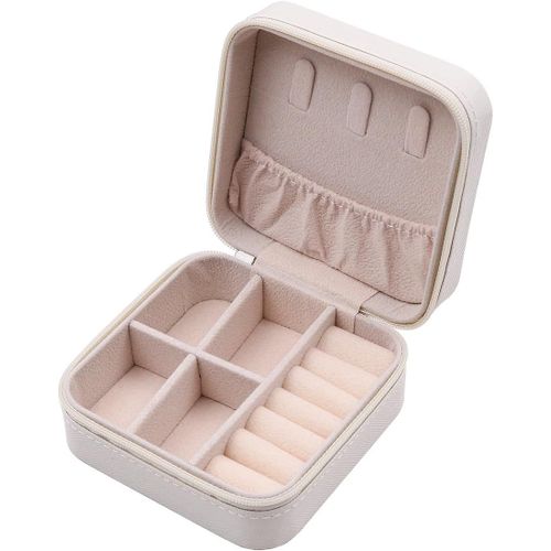 Mini Étui De Voyage Pour Bijoux,Petite Boîte De Rangement Portable En Cuir,Boîte De Rangement Portable Pour Bagues,Boucles D'oreilles,Colliers,Cadeaux