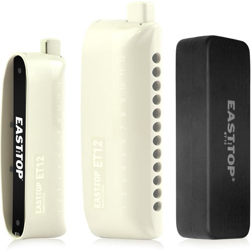Harmonica Chromatique En Do Pour Adultes Et Professionnels,Orgue À 12 Trous Avec Designmoderne Unique Comme Cadeau,Couverture Ivoire Et12