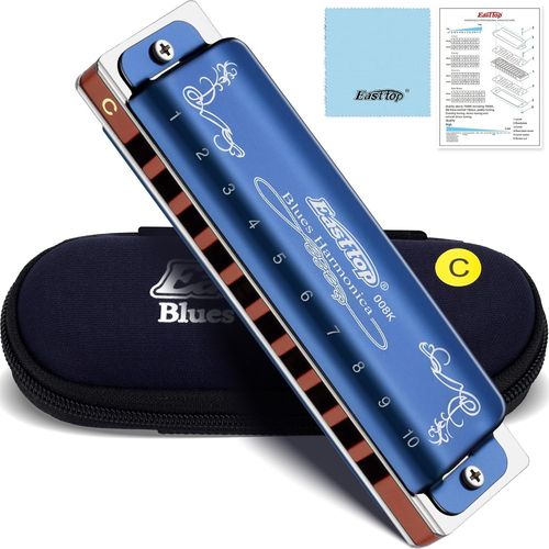 Harmonica Blues Adulte Diatonique En Do 20 Tons T008k Avec Étui Bleu,Pour Enfant Diatonict Pour Débutants Et Étudiants,Commemeilleur Cadeau