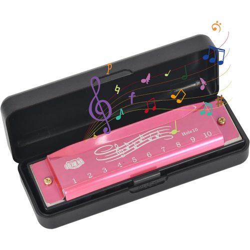 Harmonica Diatonique 10 Trous En Do,Harmonica Blues Harp,Avec Étui,Son Excellent,Pour Adultes,Joueurs Professionnels,Étudiants Et Débutants(Rose)
