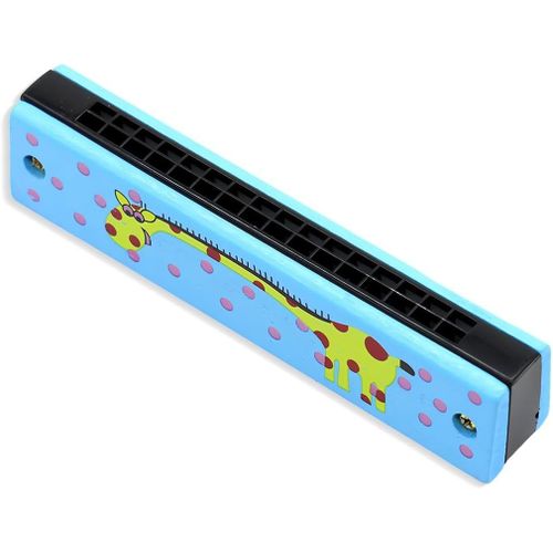 Harmonica Pour Enfants,16 Trous En Bois Harmonica Enfant,Bleu Harmonica Jouet,Couleur Harmonica,Pour Débutants,Enfants,Étudiants