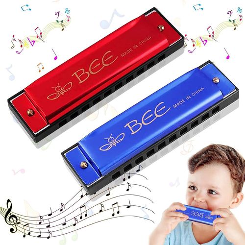 Lot De 2 Harmonica Diatonique Pour Enfants- Harmonica Diatonique À 10 Trous- Harmonicamajor Blues- Harmonica Pour Enfants- Jouet Pour Débutants(Bleu Et Rouge)