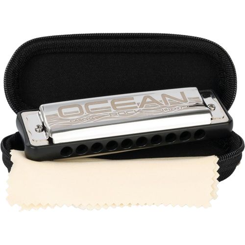 Ocean Rock Harmonica Diatonique Professionnel 10 Trous En Bronze Phosphoreux Avec Étui Souple Et Chiffon De Nettoyage