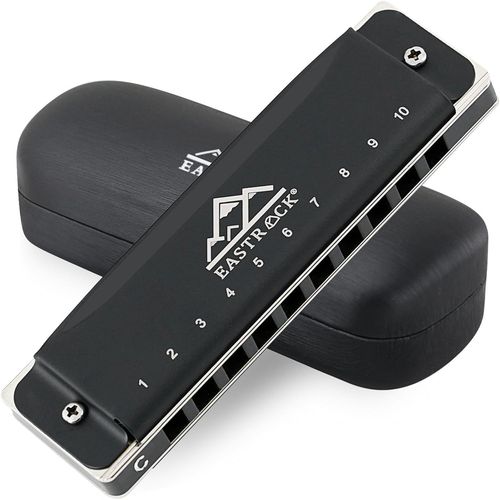 Harmonica Diatonique En Do,Harmonica Diatonique Enfants 20 Tones,Dépoli Harmonica Diatonique À 10 Trous Pour Débutant Étudiants,Harmonica C Avec Étui Chiffon De Soin Cadeau(10 Trous,Noir)