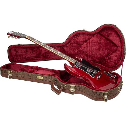 Designer Series Crw530sgbq Étui En Bois Pour Guitares Électriques Gibson Sg Avec Verrou De Sécurité,Pieds Enmétal,Espace De Rangementmarron Fleur,Marron Fleuri,Sg Electric,Guitare