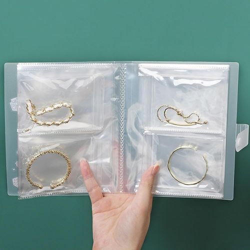 Sac De Rangement Pour Bijoux Plastique Pvc Livre De Rangement Transparent Pour Bijoux,Antioxydant,Anti-Poussière,Sacs À Bijoux Transparents Pour Bracelet,Broches(80 Grille+50 Sac)(A)
