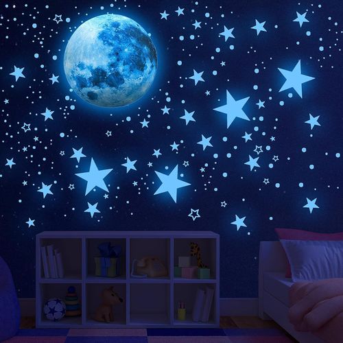 498 Pièces Etoiles Phosphorescentes Plafond Lune Et Etoiles Lumineuses Autocollants Stickersmuraux Enfants Etoile Fluorescente Pour Bébé Chambres D'enfants Fille Garcon Plafond Décoration