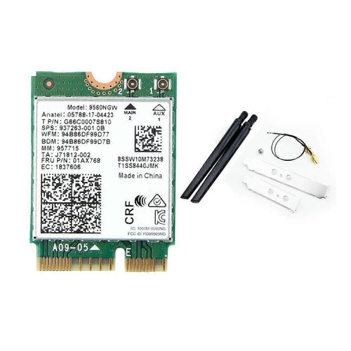 Carte WiFi 9560NGW avec antenne 1730Mbps Wireless AC 9560 2.4G+5G BT 5.0 802.11Ac M.2 CNVI 9560NGW Adaptateur sans fil A
