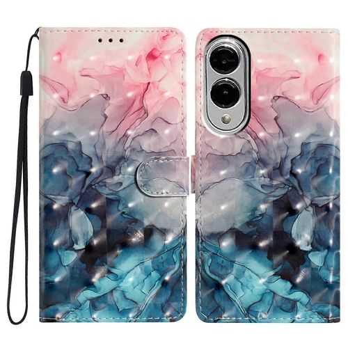 Pour Samsung Galaxy S25 Edge Case Pu Leather Wallet Phone Cover 3d Pattern Printing - Pink Blue Marbl