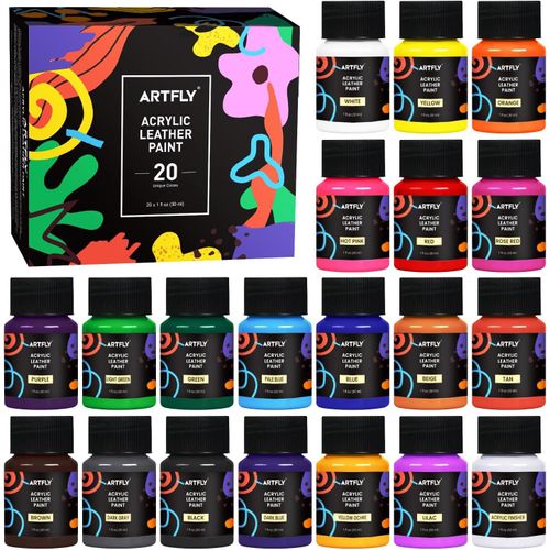 Kit De Peinture Acrylique Pour Cuir,20 Couleurs X 30ml Avec Acryliques Finisher,Kit De Teinture Acrylique Pour Cuir,Parfait Pour Les Chaussures,Les Baskets,Les Vestes,Les Canapés En Cuir