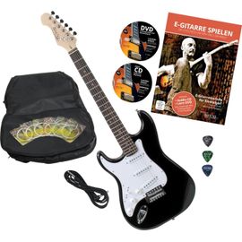Pro St3-Bk/Rw-L Guitare Électrique Gaucher Black Avec Accessoires