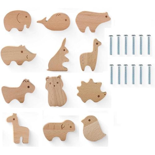 Lot De 12 Boutons D'armoire En Bois- Décoration Pour Armoire D'enfant- Poignées En Bois Pour Armoires- Bouton Demeuble Pour Tiroirs,Armoire,Commode,Couleur Bois 12