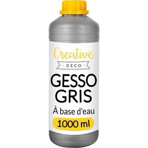 Additif Gesso Acrylique Gris|1L|Sous-Couche|Apprêt Et Préparation Liquide De La Peinture Acrylique|Couverture Parfaite|Idéal Pour Bois,Papier,Verre|Non-Jaunissant