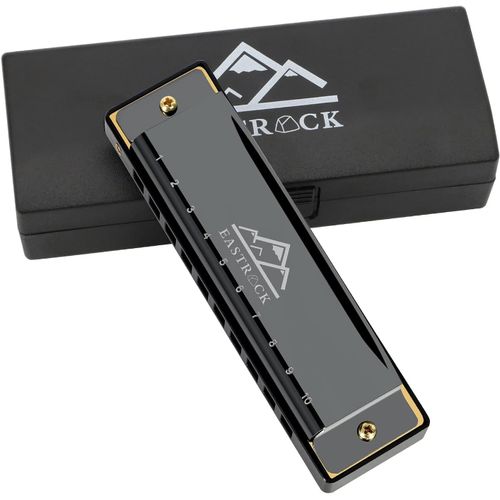 Harmonica Diatonique En Do,Harmonica Diatonique Enfants 20 Tones,Harmonica Diatonique À 10 Trous Pour Débutant Étudiants,Harmonica C Avec Étui Chiffon De Soin Cadeau(10 Trous,Noir)