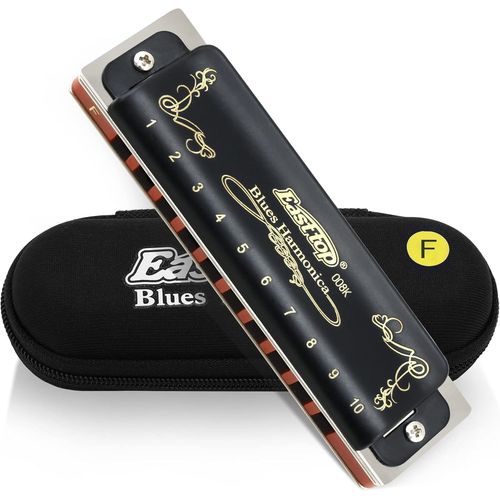 Harmonica Diatonique En F 10 Trous 20 Tons T008k Avec Étui Noir,Harmonica Blues Pour Adultes Débutant,Étudiants Et Enfants,Commemeilleur Cadeau