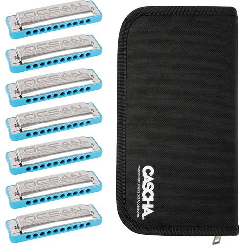 Ocean Rock Harmonica Pack 7(C-D-E-F-G-A-Bb)+7 Harmonica+Sac De Rangement Bleu