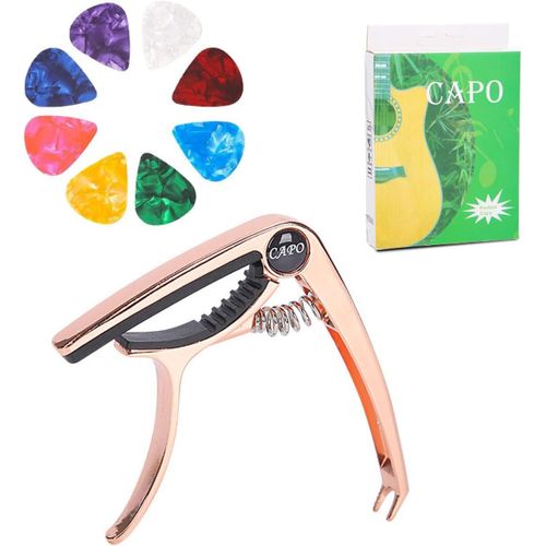 Capodastre Guitare Classique,Capodastre Guitare,Capodastre,Capodastre 4 En 1 Pour Guitares Acoustiques Et Électriques À 6 Cordes,Apporter 8pcs 0.46mm Plectres De Guitare