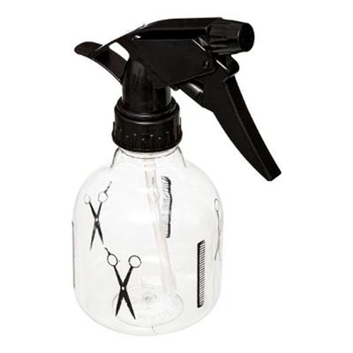 Bouteille Spray "Cheveux" 17cm Noir & Transparent