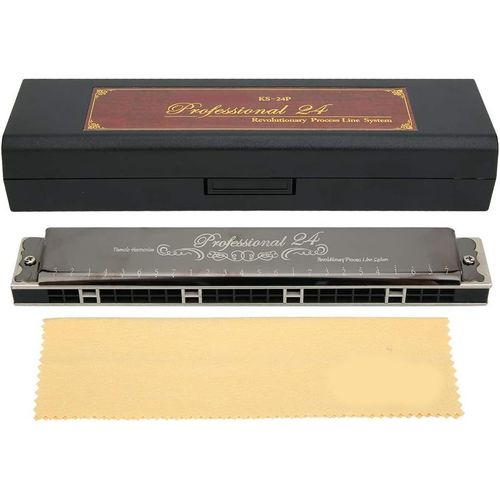 Harmonica,Orgue Polyphonique Professionnel À Trou De Plaque De Base En Laiton Avec Sac De Rangement Pour Débutant(Black)