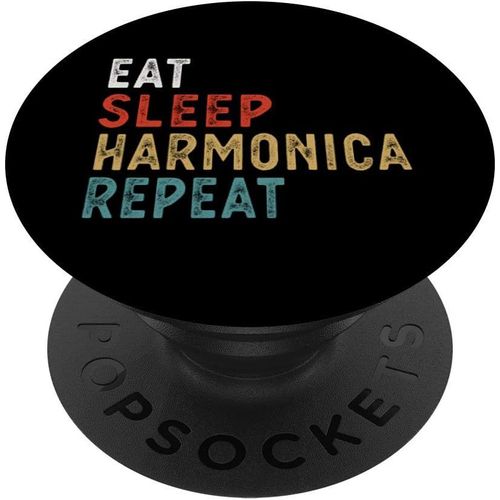 Vintage Eat Sleep Harmonica Repeat Funny Harmonica Playermu Popsockets Support Et Grip Pour Smartphones Et Tablettes