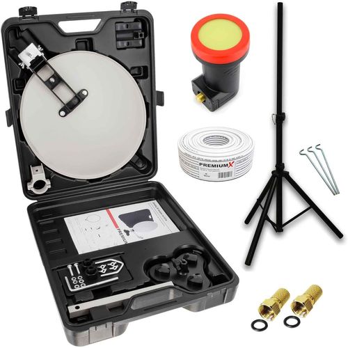 Antenne Satellite Mobile De Camping-Antenne Satellite-Lnb Simple-Câble De 10 M-2 Fiches F-Trépied