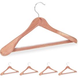 Cintre Costume Bois De Cèdre,Set De 5,Cintre Traverse Pantalon,Anti-Mites,Épaule Large,45cm,Nature