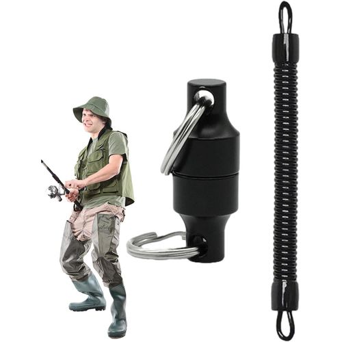Support Magnétique Pour Filet De Pêche ¿ Aimant Puissant Pour Filet De Pêche ¿ Déverrouillage Magnétique De Filet De Pêche, Support Magnétique Avec Cordon Enroulé, Support Magnétique De