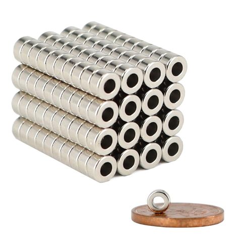Lot De 100 Aimants Ronds En Néodyme - Avec Trou De 2 Mm - 4 Mm X 2 Mm