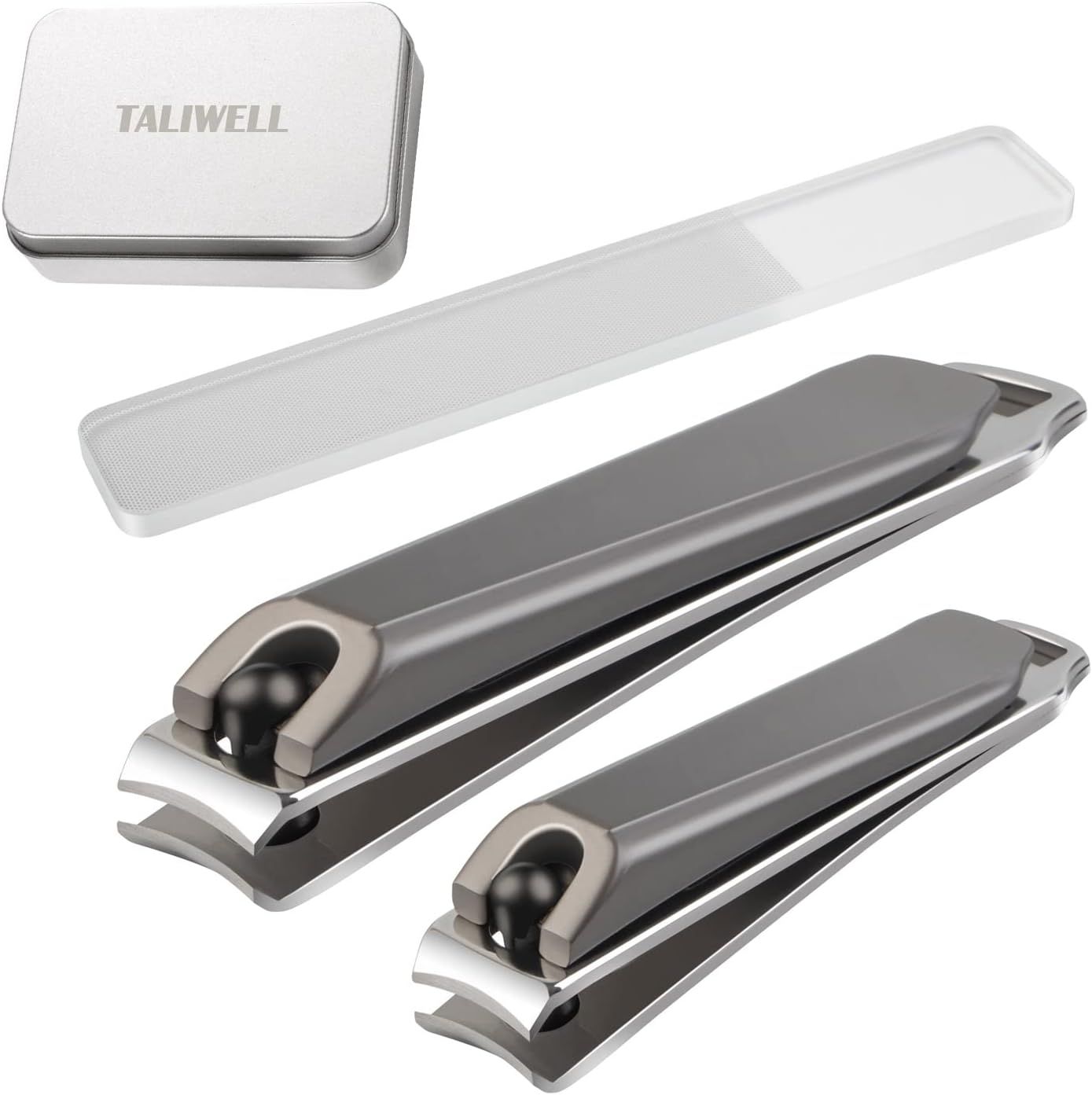 Coupe-Ongle Grand Et Petit Avec Lime À Ongles En Verre De Cristal, Set De Coupe-Ongles Pour Pieds Et Mains, Pour Homme Et Femme, Boîte Métallique 